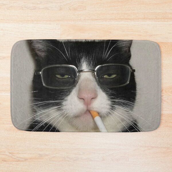 Item preview, Chill Middle aged Cat wearing glasses, smoking a cigarette. designed and sold by MorningFive.