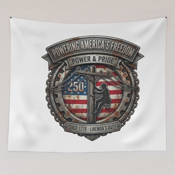 Item preview, Powering America’s Freedom – Lineman Duty 250 Years Patriotic USA Design designed and sold by softgraphics.