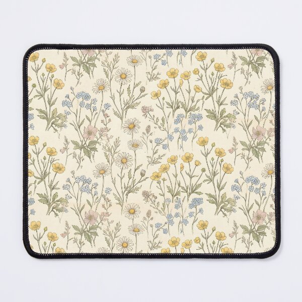 Item preview, Soft Pastel Wildflower Pattern on Cream Background – Vintage Botanical Daisies, Buttercups & Blue Florals Seamless Design designed and sold by Soulprint Art.