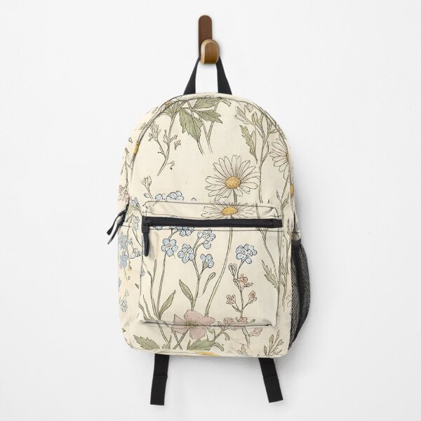Item preview, Soft Pastel Wildflower Pattern on Cream Background – Vintage Botanical Daisies, Buttercups & Blue Florals Seamless Design designed and sold by Soulprint Art.