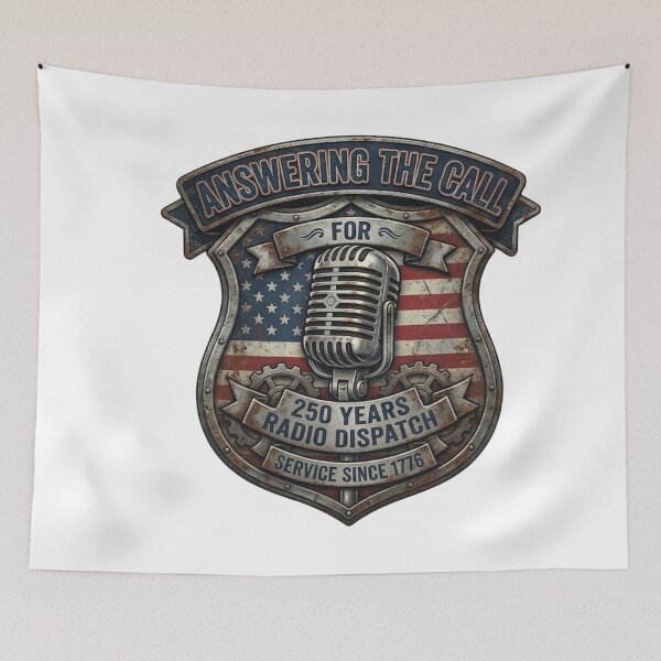 Item preview, Answering the Call – 250 Years Radio Dispatch Patriotic USA First Responder Design designed and sold by softgraphics.