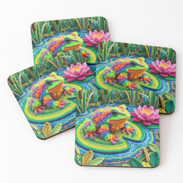 Item preview, Colorful Yarn Frog on Yarn Lily Pad designed and sold by Tridentulus.