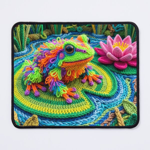 Item preview, Colorful Yarn Frog on Yarn Lily Pad designed and sold by Tridentulus.