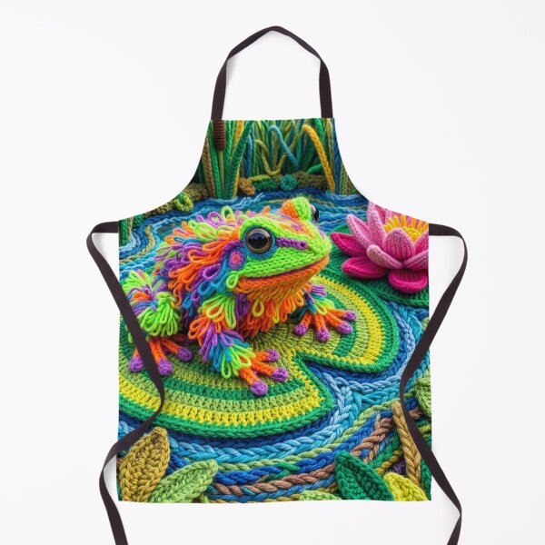 Item preview, Colorful Yarn Frog on Yarn Lily Pad designed and sold by Tridentulus.