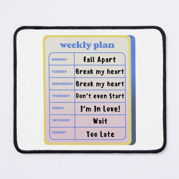Item preview, The Cure Weekly Plan designed and sold by Catt's Creations.