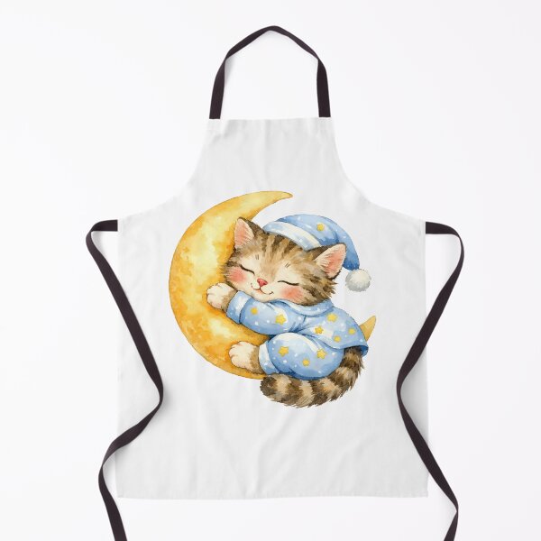 Item preview, Watercolor Kitten Sleeping on the Crescent Moon designed and sold by silviaol.