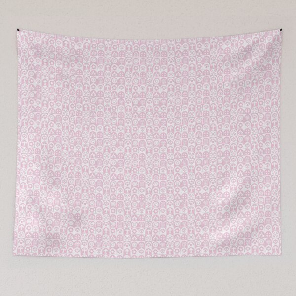 Item preview, Flower Tiles - Aegean Summer - pink white designed and sold by Stephanie Fiona Design.