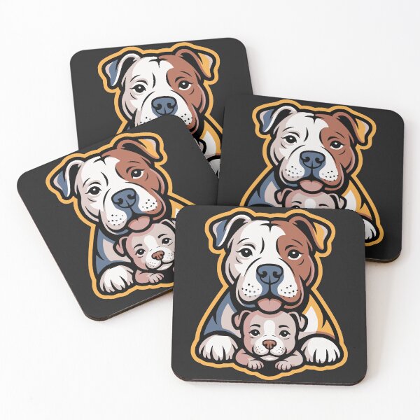 Item preview, Cute Bully Breed Dog and Puppy Family Art designed and sold by Tsugraf Designs.