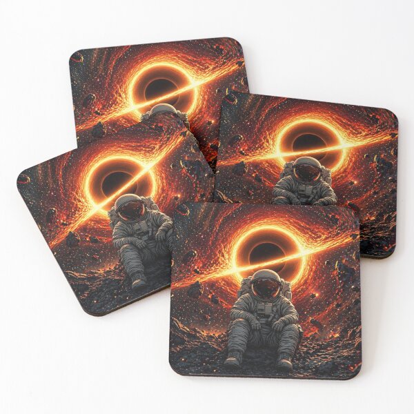 Item preview, Lone Astronaut Facing a Fiery Black Hole – Cinematic Space Art designed and sold by Expl0rer.