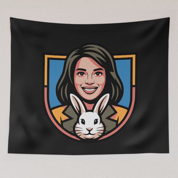 Item preview, Happy Woman Rabbit Pet Lover Emblem Design designed and sold by Tsugraf Designs.