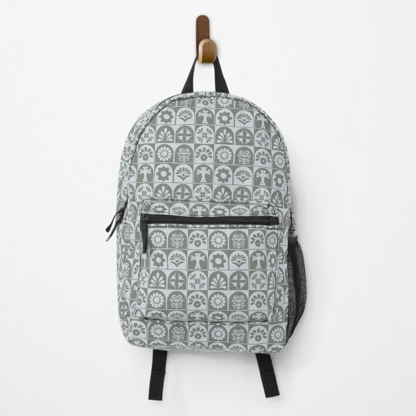 Item preview, Flower Tiles - Aegean Summer - green grey designed and sold by Stephanie Fiona Design.