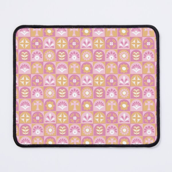 Item preview, Flower Tiles - Aegean Summer - Pink white yellow designed and sold by Stephanie Fiona Design.
