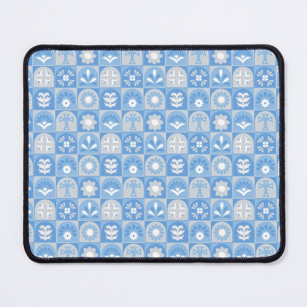Item preview, Flower Tiles - Aegean Summer - Blue white grey designed and sold by Stephanie Fiona Design.