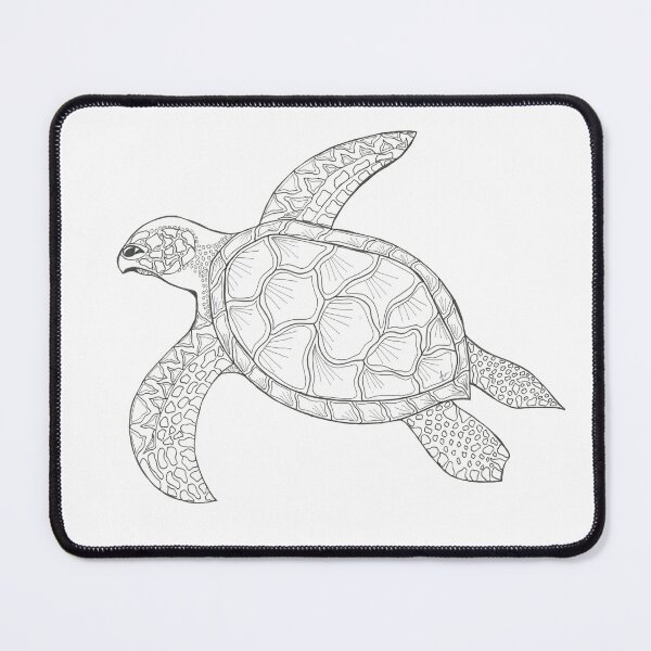 Item preview, Sea turtle black and white line art designed and sold by Joanlouiseart.