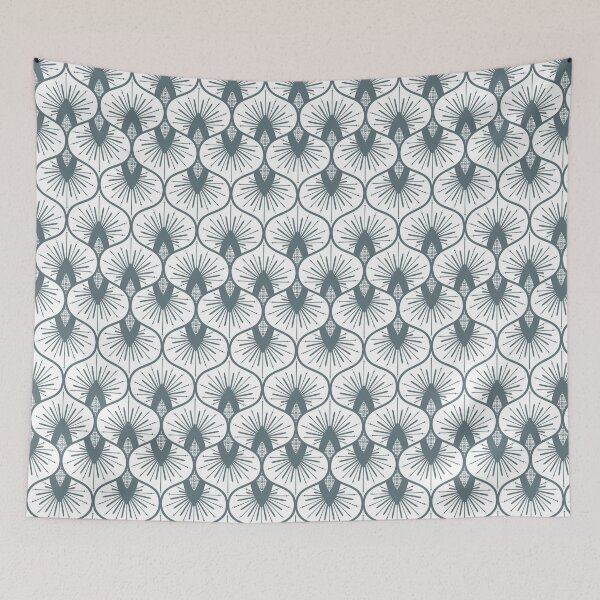 Item preview, Ogee Sunburst - Solaria - white teal designed and sold by Stephanie Fiona Design.