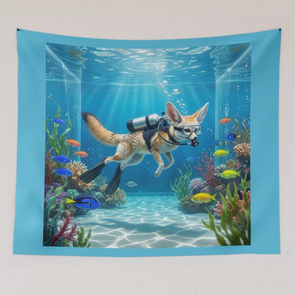 Item preview, Fennec Fox Invades Huge Tropical Aquarium designed and sold by Tridentulus.