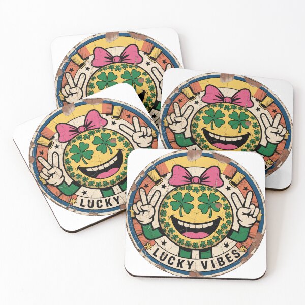 Item preview, Vintage Badge Lucky Clover Smiley Face designed and sold by Bloomkept.