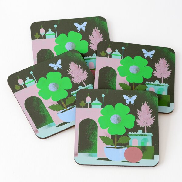 Item preview, The Emerald Sanctuary: Green Flower and Pink Gateway designed and sold by joycrysstudio.