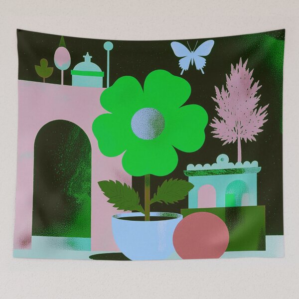 Item preview, The Emerald Sanctuary: Green Flower and Pink Gateway designed and sold by joycrysstudio.
