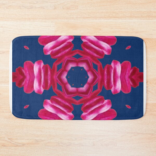 Item preview, Pink Floral Kaleidoscope on Navy Blue – Bold Botanical Pattern designed and sold by SilentBloomLab.