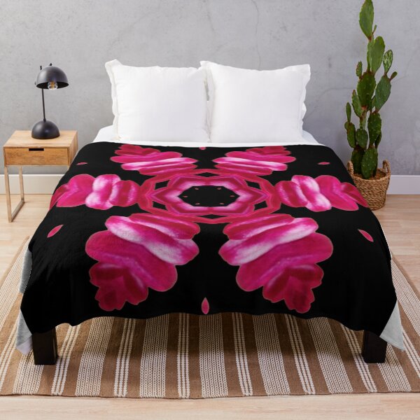 Item preview, Pink Floral Kaleidoscope on Black – Bold Statement Pattern designed and sold by SilentBloomLab.