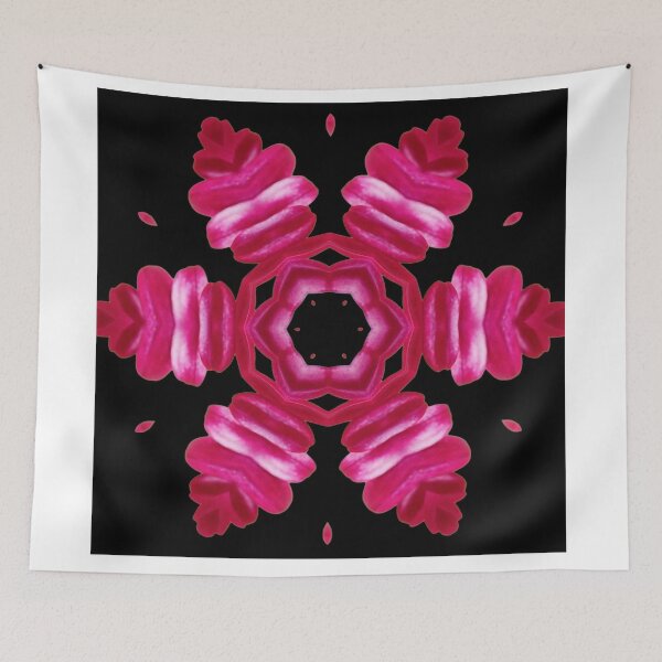 Item preview, Pink Floral Kaleidoscope on Black – Bold Statement Pattern designed and sold by SilentBloomLab.