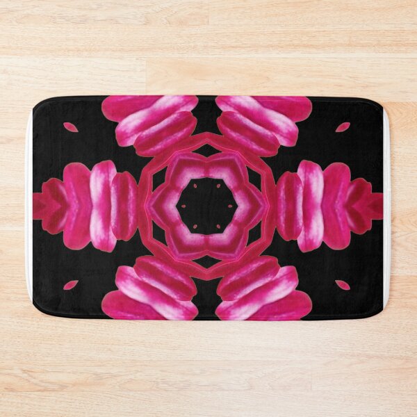 Item preview, Pink Floral Kaleidoscope on Black – Bold Statement Pattern designed and sold by SilentBloomLab.
