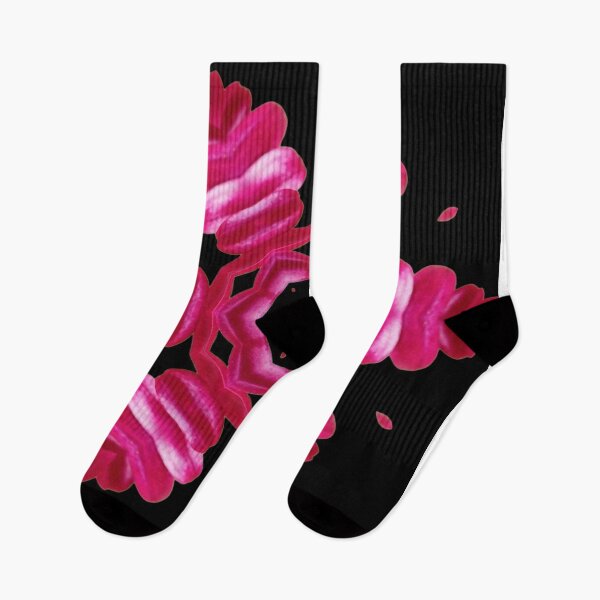 Item preview, Pink Floral Kaleidoscope on Black – Bold Statement Pattern designed and sold by SilentBloomLab.