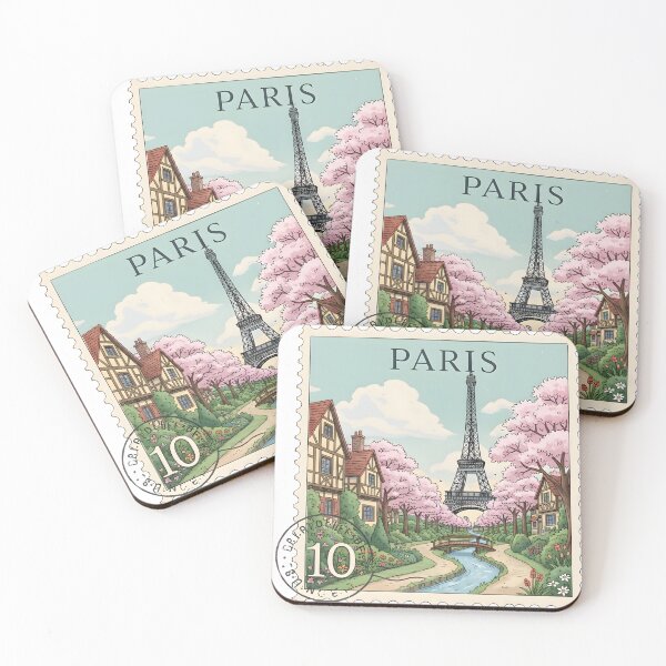 Item preview, Paris Vintage Stamp Sticker | Eiffel Tower Spring Aesthetic Art | Travel France Illustration designed and sold by Bhaskar Digital Art.