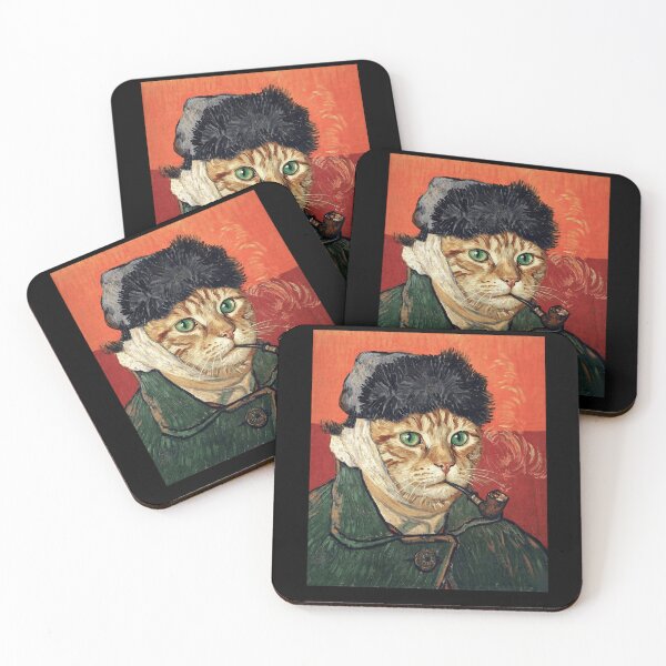 Item preview, Van Gogh Self Portrait Cat Tabby with Bandaged Ear Smoking Pipe designed and sold by BeaverFriends.
