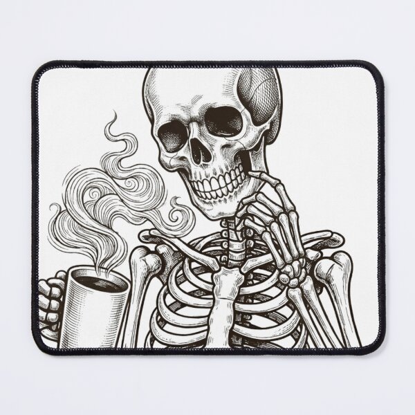 Item preview, Vintage Skeleton Drinking Coffee Etching designed and sold by Zenvique Art.
