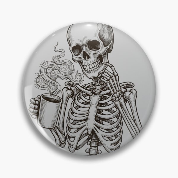 Item preview, Vintage Skeleton Drinking Coffee Etching designed and sold by Zenvique Art.