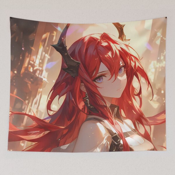Item preview, Surtr Arknights Prelude To Dawn Red Hair Demon Horns Sunset Glow designed and sold by TanglenRabbit.