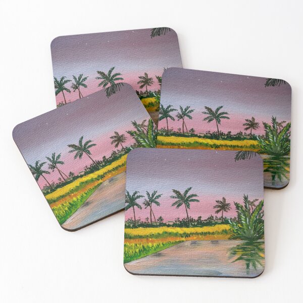 Item preview, Goa India Vintage Travel Art – Tropical Paddy Fields Sunset designed and sold by GGArtkalaa.