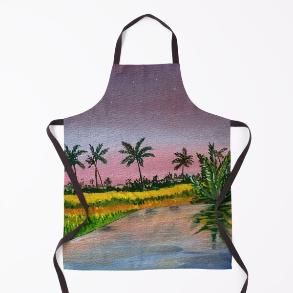 Item preview, Goa India Vintage Travel Art – Tropical Paddy Fields Sunset designed and sold by GGArtkalaa.