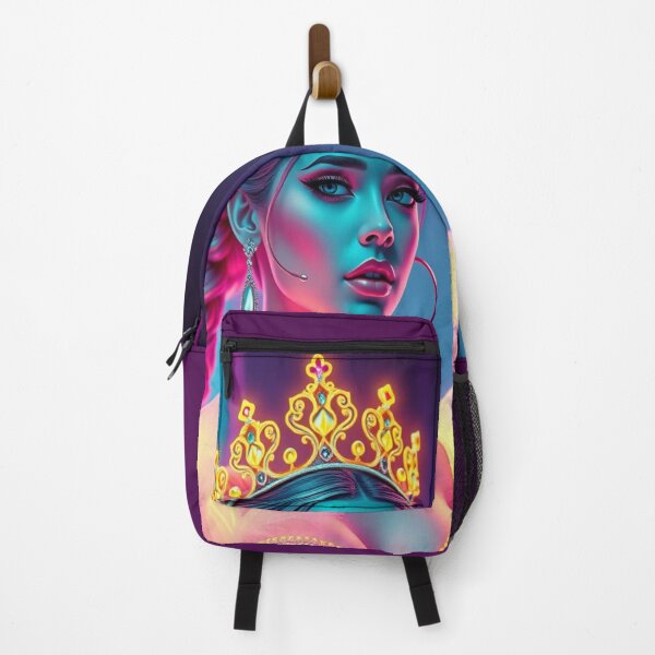 Item preview, Neon Princess Queen Sticker | Glam Girl Power Aesthetic Portrait | Fantasy Crown Woman Art designed and sold by ArtByTripti.