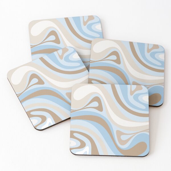 Item preview, Wavy Fluid Retro Abstract Ice Blue and Light Mocha New Groove Pattern designed and sold by kierkegaard.