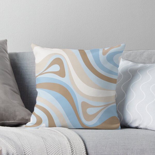 Item preview, Wavy Fluid Retro Abstract Ice Blue and Light Mocha New Groove Pattern designed and sold by kierkegaard.