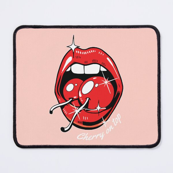 Item preview, Cherry on Top – Bold Pop Art Red Lips & Juicy Cherries designed and sold by RamyGallery.