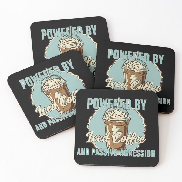 Item preview, Powered By Iced Coffee Funny Coffee Quote designed and sold by Teeny Quities.