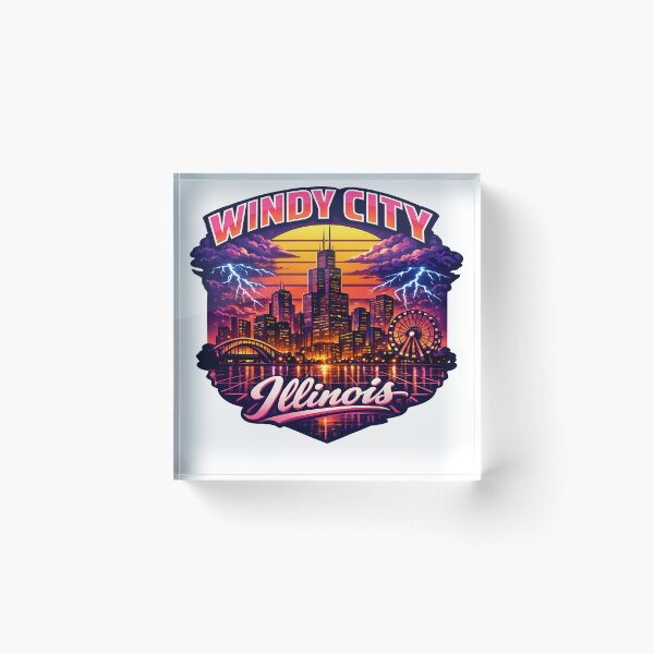 Artikelvorschau, Illustration der Skyline von Windy City im Neon-Sturm entworfen und verkauft von Dresut.