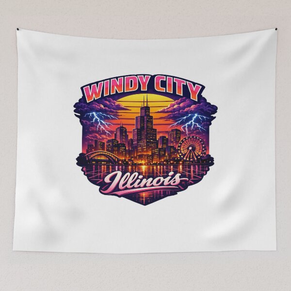 Item preview, Windy City Neon Storm Skyline Illustration designed and sold by Dresut.