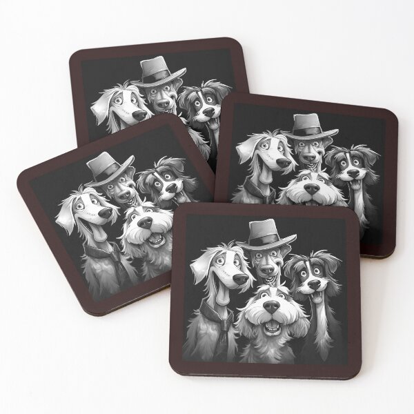 Item preview, Goofy Dog Squad Black and White Cartoon Illustration designed and sold by inkoutninja.