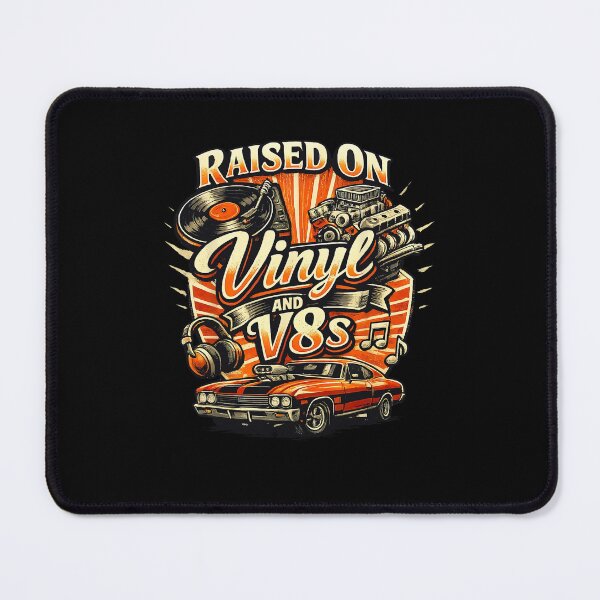 Item preview, Raised On Vinyl And V8s Retro Classic Car designed and sold by issan-exe.