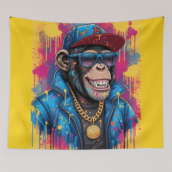 Aperçu de l'œuvre Graffiti Monkey Hip Hop Streetwear Art créée et vendue par PixorStudio.
