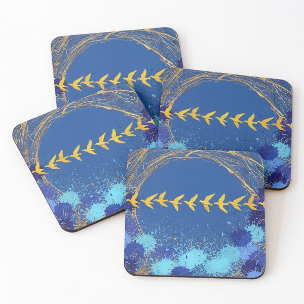 Item preview, Golden Birds Circle Abstract Blue Energy designed and sold by PixorStudio.