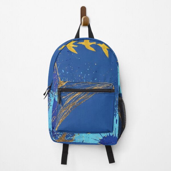 Item preview, Golden Birds Circle Abstract Blue Energy designed and sold by PixorStudio.