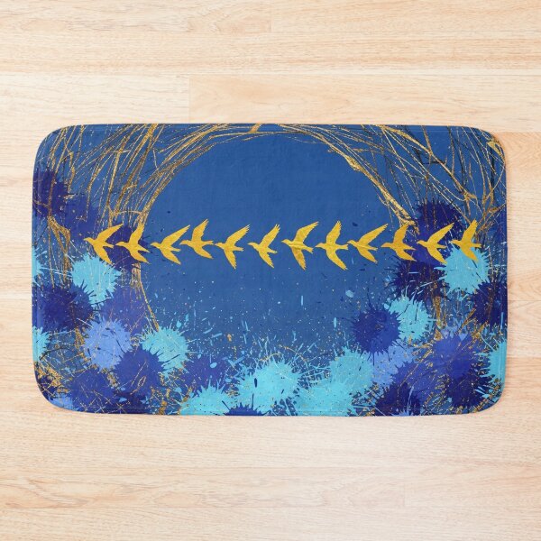 Item preview, Golden Birds Circle Abstract Blue Energy designed and sold by PixorStudio.
