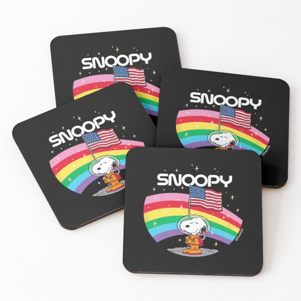 Item preview, Snoopy Rainbow Space Beagle Badge with USA Flag  designed and sold by VincentMoore96.