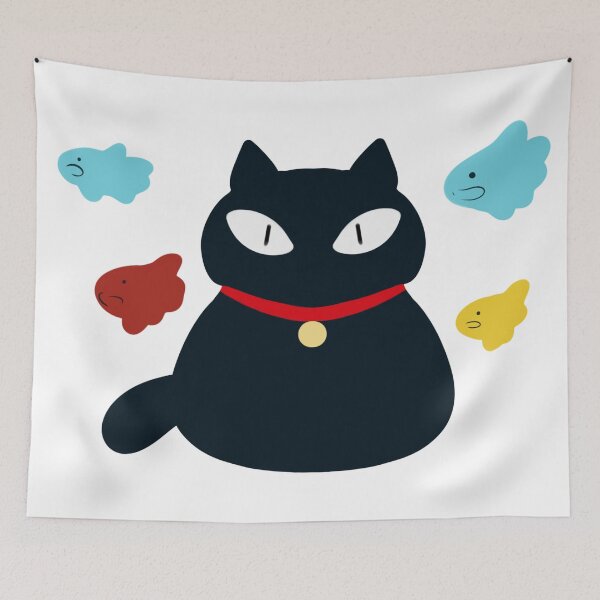 Item preview, Cat and fish designed and sold by Mooncakemoomoo.